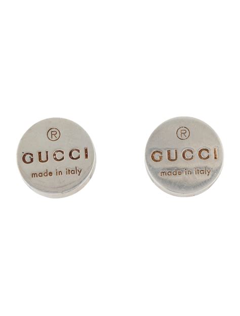 gucci sterling silver round trademark stud earrings|gucci stud earrings sale.